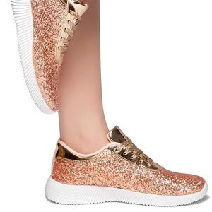 Rose gold sneakers (never worn) size 9